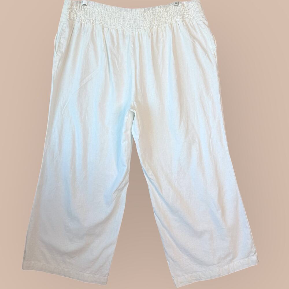Cato C EST 1946 Linen Blend Wide Leg Pullon Pants Lounge Womens 26/28W White - Picture 2 of 13